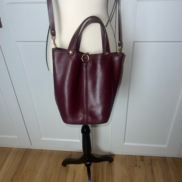 Tory Burch Miller Bucket Bag Deep Burgundy Rare Color Shoulder Bag Purse - Picture 5 of 17
